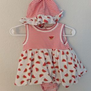 Little Me Strawberry Outfit With Hat - 3 months